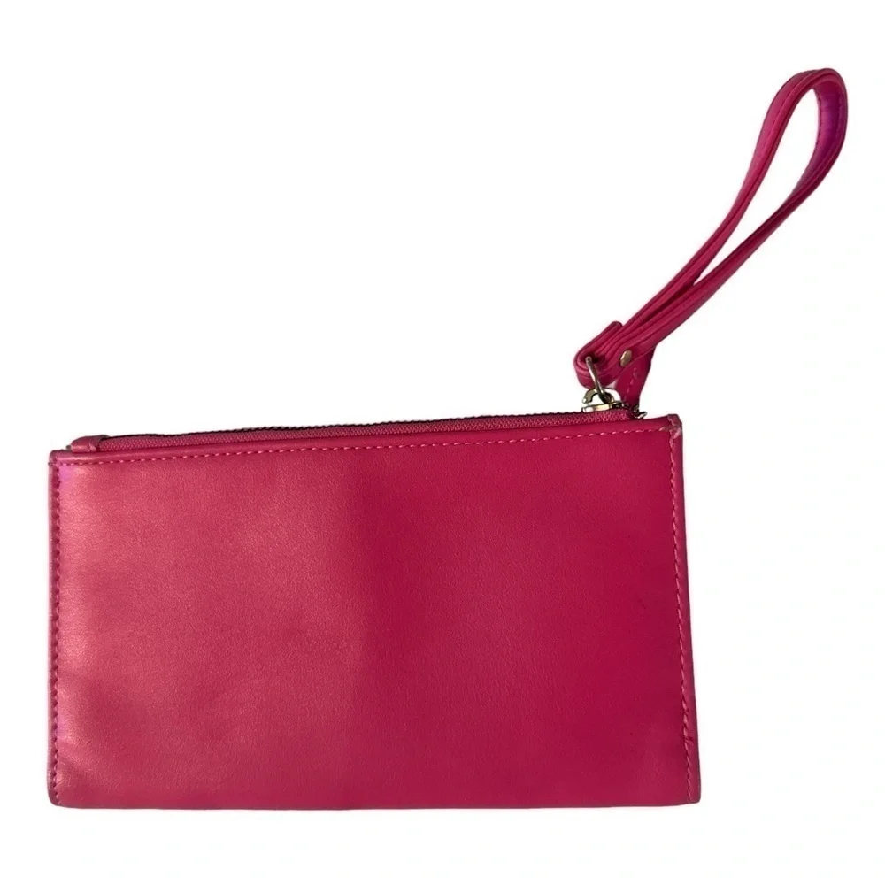 Barbie Hot Pink Vegan Wristlet Zipper Top Snap Closure Wallet